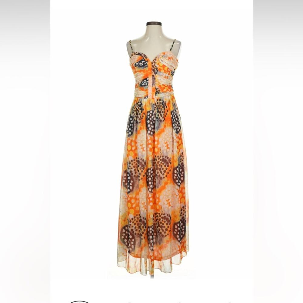 Peppe Peluso polka dot orange maxi‎ dress, small